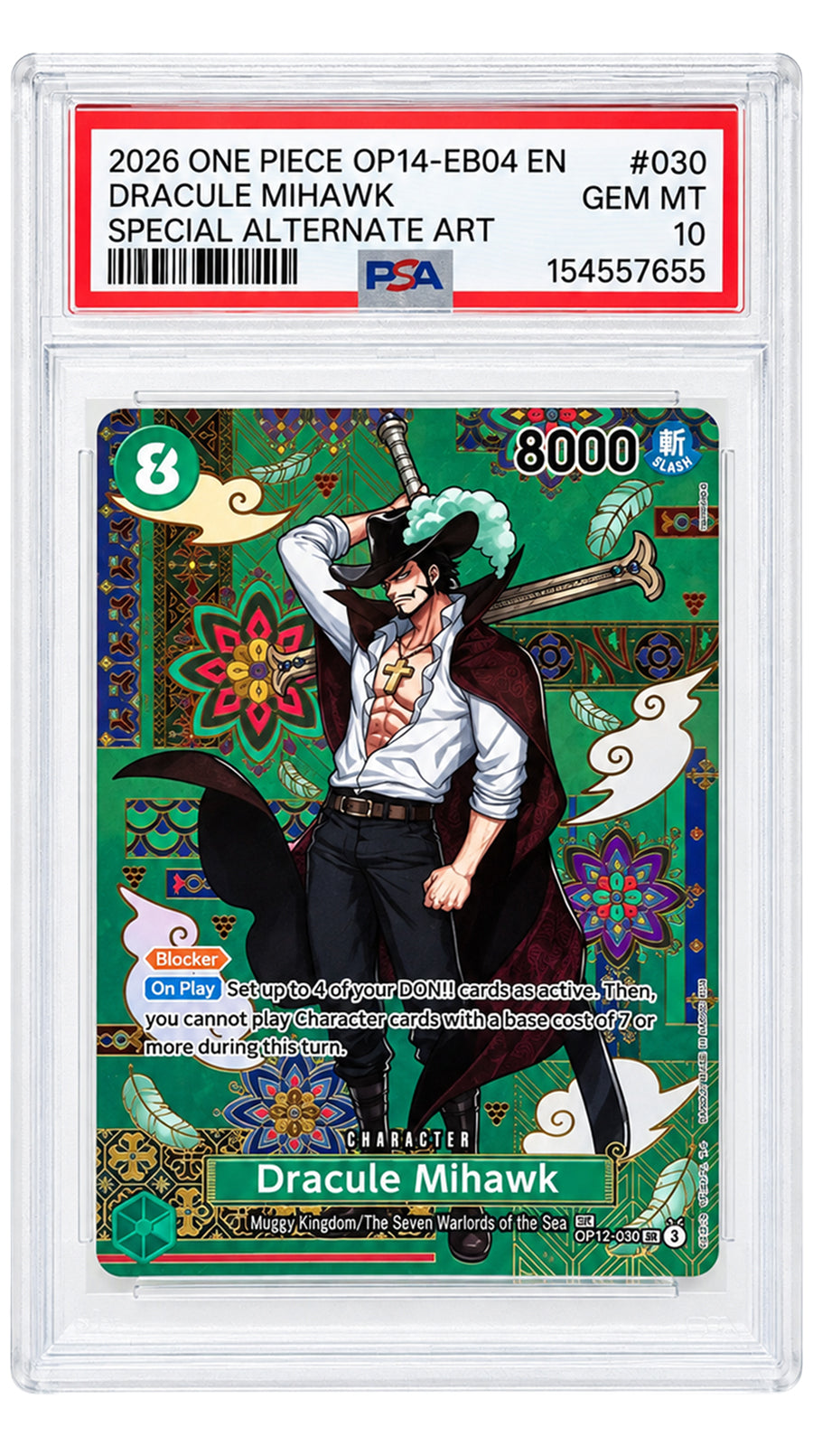 OP12-030 Dracule Mihawk - SN [154557655] - ENGLISH - PSA 10