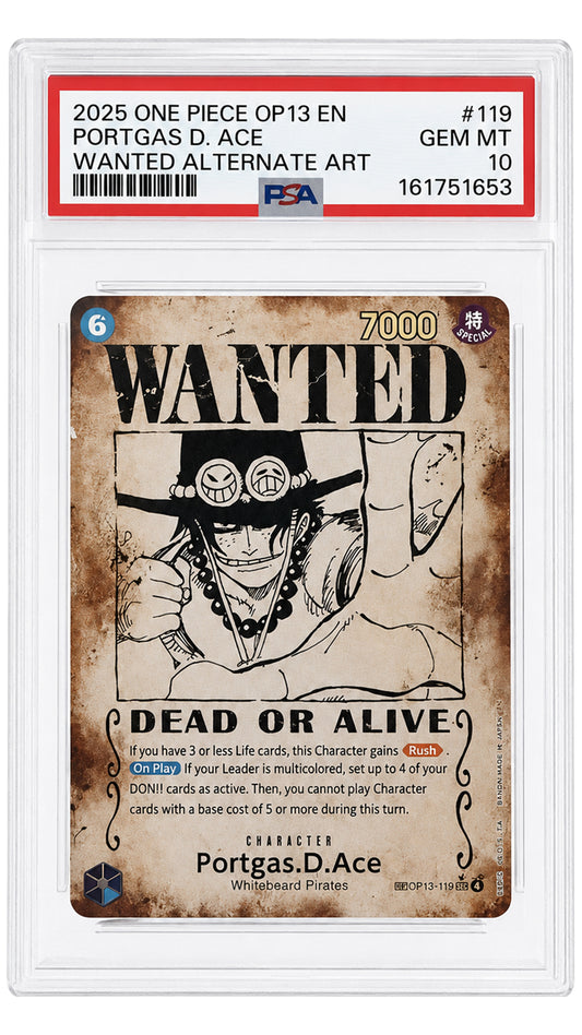 OP13-119 WANTED ERRATA Portgas.D.Ace